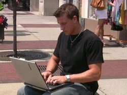 Teenager working on laptop computer. Wireless communication technology. Student. Stock Footage