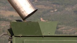 Olives spill from a chute during a harvest. Stock Footage