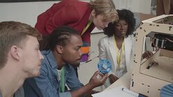 4K: Creative People Working By 3D Printer. Stock Footage