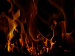 FIRE BACKGROUND: perpetual fireplace (LOOP) Stock Footage