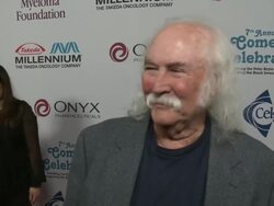 INTERVIEW - David Crosby on perfomring at International Myeloma Foundation 7th Annual Comedy Celebration Benefiting the Peter Boyle Research Fund & Supporting The Black Swan Research Initiative, Los Angeles, CA, 11/09/13 Stock Footage