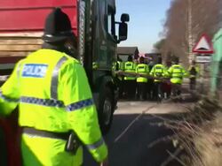 Police Keeping Fracking Protesters Back News Clip