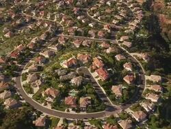 Aerial TS HA residential neighourhood / San Bernardino Valley, California, United States. Stock Footage
