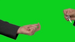 Suit man hands over key to woman who demands Stock Footage