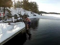 Jumping in Cold Water Stock Footage