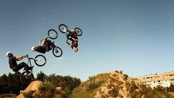 HD SLOW MOTION: Composite Shot Of A Backflipping Dirt Jump Stock Footage