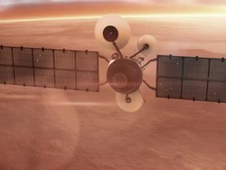 Satellite over red mars surface. Stock Footage