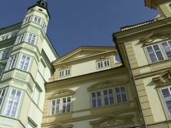 MS PAN Houses at lesser town square / Prague, Hlavni mesto Praha, Czech Republic Stock Footage