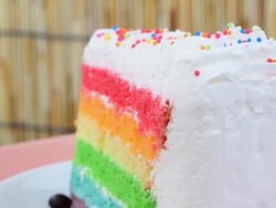 Close up of rotating  rainbow cake Stock Footage