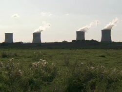 WS View of nuclear power plant / Cattenom, Lorraine, France Stock Footage