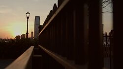 Fence people walking and running New York City Stock Footage