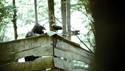 Paintball Players Capturing The Flag (Super Slow Motion) Stock Footage