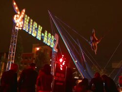 ATMOSPHERE - Signage at Playboy And Universal Pictures' Kick-Ass 2 Event At Comic-Con - Sponsored By AXE Black Chill on 7/20/2013 in San Diego, CA. (Footage by WireImage Video/Getty Images Entertainment Video) Stock Footage