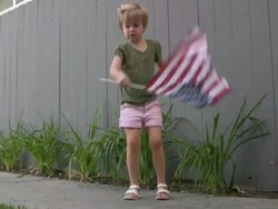 Patriotic American Child Waves Flag Stock Footage