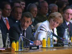 WRAP NATO leaders at summit, Obama, Sarkozy, De Hoop Scheffer News Clip