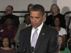 July 2, 2009 MS President Obama giving speech at townhall meeting about the importance of reforming the US healthcare system / Annandale, Virginia / AUDIO Stock Footage