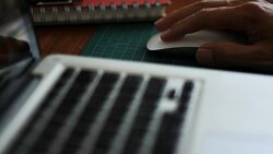 Working on laptop Stock Footage