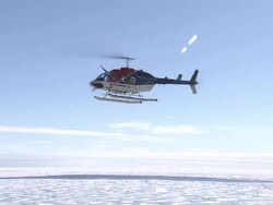 Expedition Helicopter hovering over Drift Ice News Clip