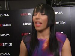 INTERVIEW: Bridget Kelly on coming out to support her fellow Roc Nation artists at Roc Nation's Hosts Annual Private Pre-GRAMMY Brunch on 2/11/12 in Los Angeles, CA Stock Footage