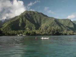 Tahitian mountains from a boat Stock Footage