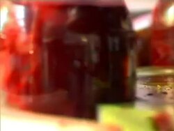 Glass jar with beetroot on conveyor line Stock Footage