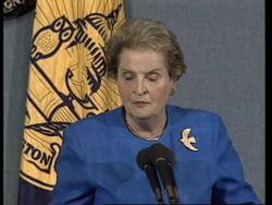USA: WASHINGTON: MADELEINE ALBRIGHT MIDDLE EAST PRESS CONFERENCE News Clip