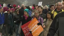 People Marching in Women's March on Washington D.C News Clip