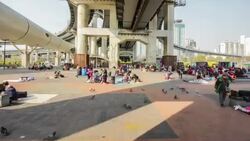 View of flea market in Ttukseom station Stock Footage
