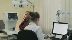 Eyesight test procedure Stock Footage