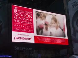 ATMOSPHERE: signage at the 13th Annual EIF Revlon Run/Walk For Women at New York NY. (Footage by WireImage Video/GettyImages) Stock Footage