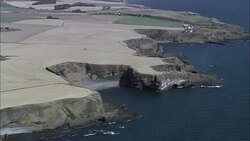 Cliffs South Of Stonehaven  - Aerial View - Scotland, Aberdeenshire, United Kingdom Stock Footage