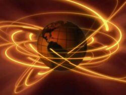 Spinning central globe with glowing communication orbit Stock Footage