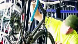 Bicycle repair. Stock Footage