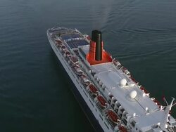 WS POV View of boat on Tejo river with 25 de Abril bridge in background / Lisbon, Portugal Stock Footage
