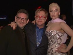 Lady Gaga and Elton John at the Elton John AIDS Foundation Presents 22nd Annual Academy Awards Viewing Party Sponsored By Chopard, Neuro Drinks And Wells Fargo Stock Footage