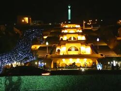 Yerevan, Cascade, night scene of the statues and gardens Stock Footage