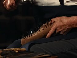 HD Super Slow-Mo: Shoemaker Lasting The Upper Stock Footage