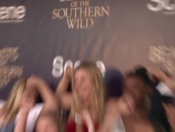 Lucy Alibar, Jonshel Alexander & Quvenzhane Wallis at Fox Searchlight Pictures And Cinereach Present 'Beasts Of The Southern Wild' Premiere & Party, New Orleans, Louisiana, 06/25/12. Stock Footage