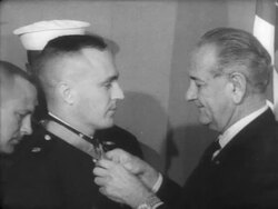 Marine Major Howard Lee Receives Medal of Honor Stock Footage