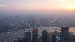 Shanghai sunset Huangpu Jiang river Stock Footage