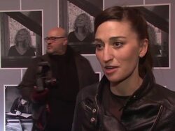 INTERVIEW - Sara Bareilles on Carole King's influence on her, on how Carole King is the template for singer songwriters like her at  "Beautiful - The Carole King Musical" Broadway Opening Night Stock Footage
