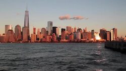 One World Trade Center and Downtown Manhattan across the Hudson River, New York, Manhattan, United States of America Stock Footage