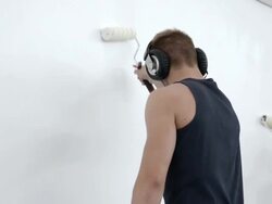 MS Man and woman painting wall / London, England, United Kingdom Stock Footage