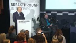INTERVIEW - Stephen Hawking on how we can look for alien life in space at Breakthrough Initiatives Stock Footage