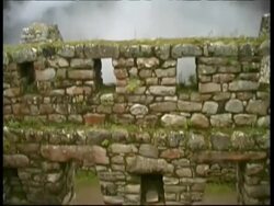 Machu Picchu, from the houses of factories to foggy mountains, MS, Peru Stock Footage