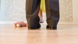 Businessman receiving a warm welcome from his daughter Stock Footage
