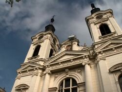 Baroque Serbian orthodox church with dramatic sky Stock Footage