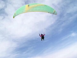HD: Paraglider Soaring In The Sky Stock Footage