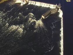 WS ARIEAL DS View of Dam / Maine, United States Stock Footage