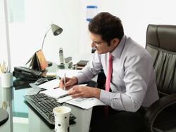 Businessman looking serious in an office  Stock Footage